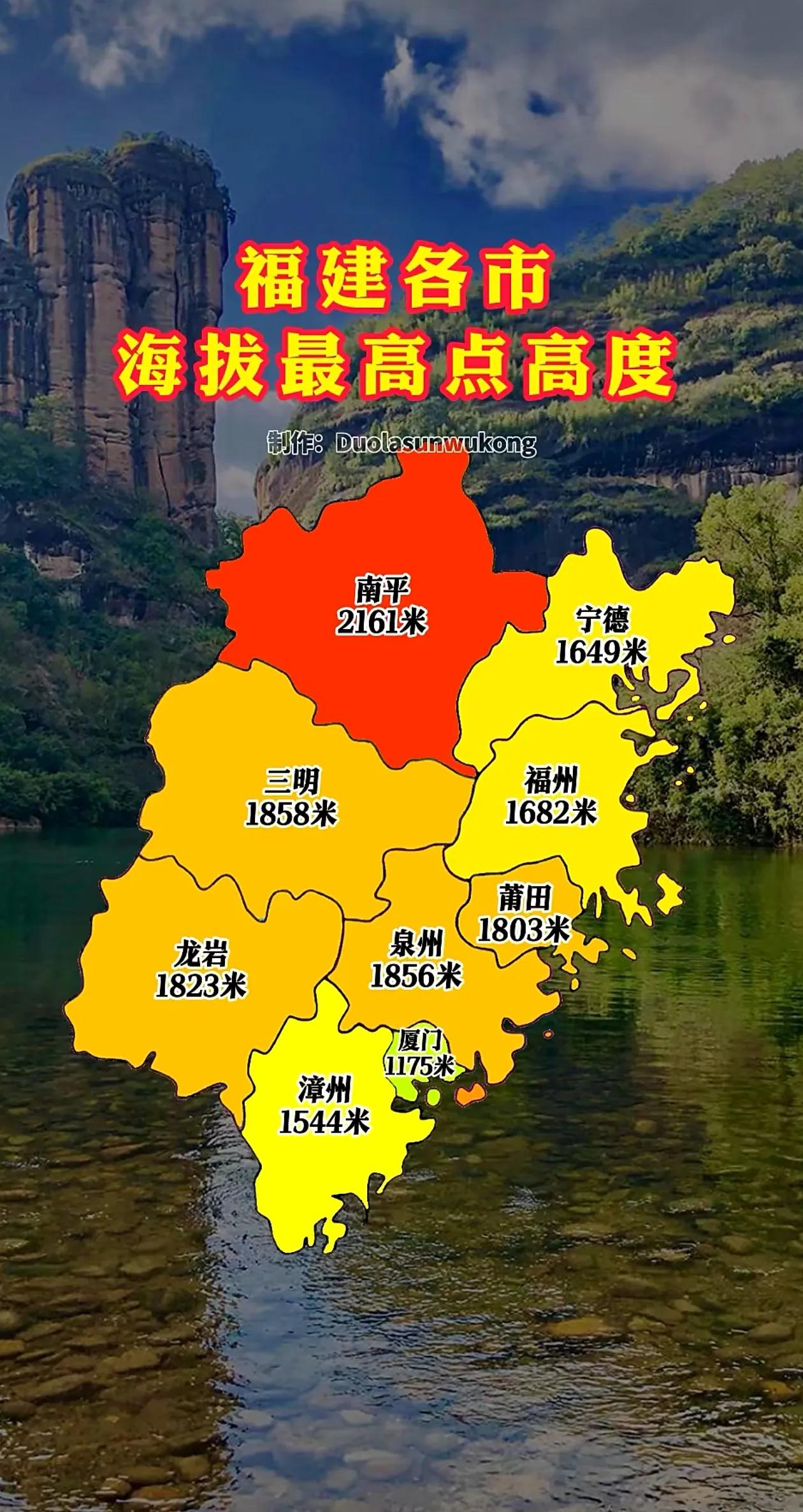 福建省九地市海拔最高点高度