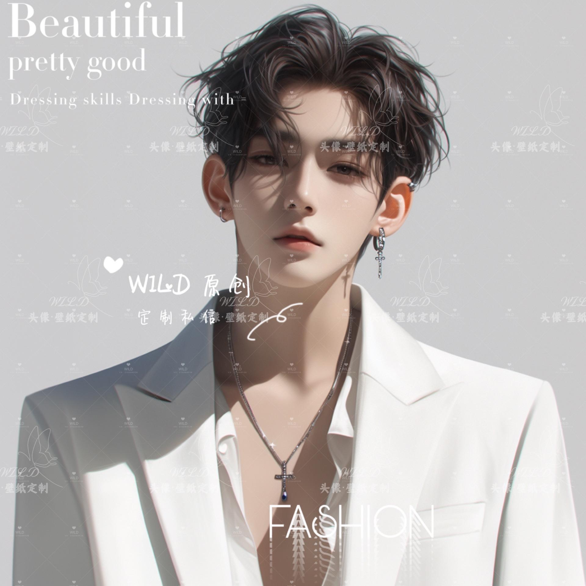 黑发纯白男头②。