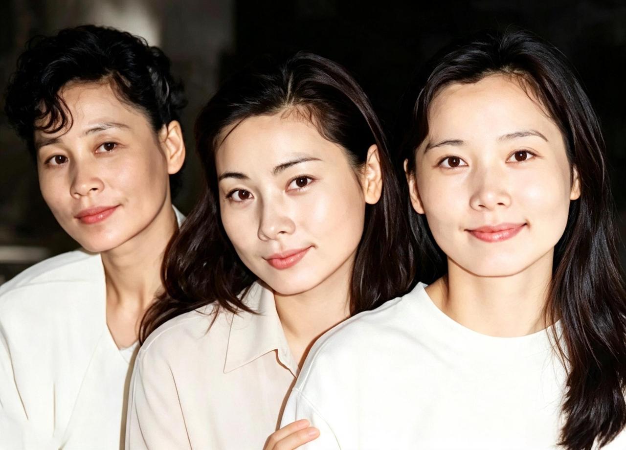 这是何赛飞三姐妹，也被称为何家三朵金花。由于父母离异早，大姐夏赛艳与小妹夏赛丽跟