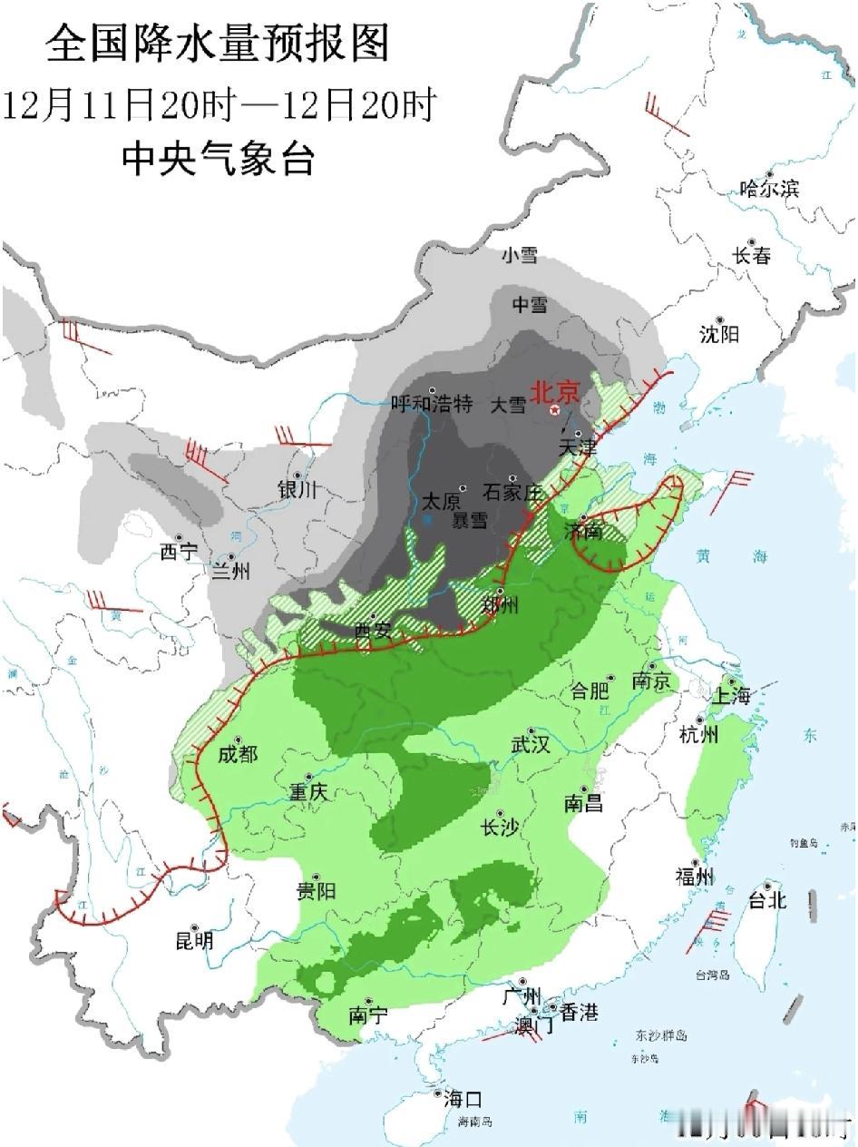 强降雪，山西，京津冀等地区下周有大到暴雪。北京天津石家庄济南郑州等地都有望迎