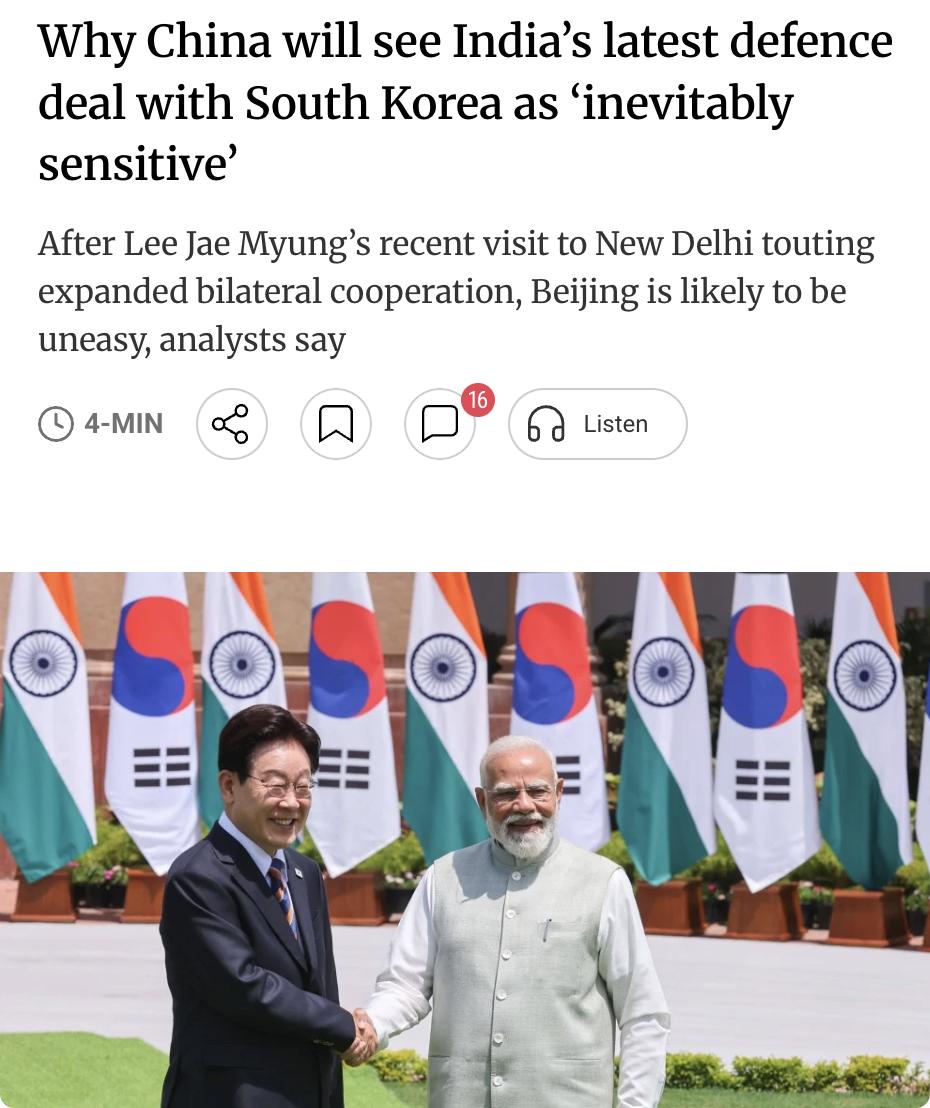 外媒：韩国总统李在明近日访印期间与莫迪会晤，双方同意升级经济合作，重点聚焦造船、