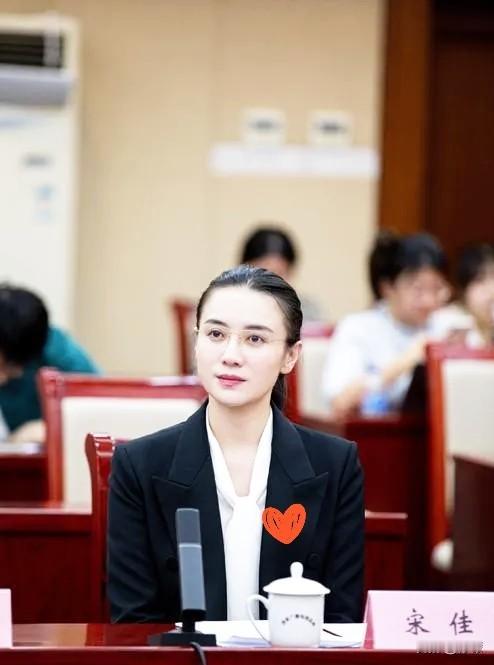 同为政协委员，张译还是张译，宋佳却已不是宋佳了。你看宋佳，一身黑西装，头发利落