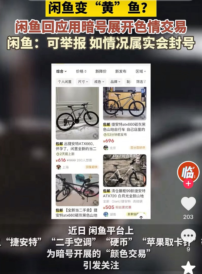 闲鱼涉黄真正卖闲置的用户根本卖不出去，那这个平台就失去存在的意义了。​​​