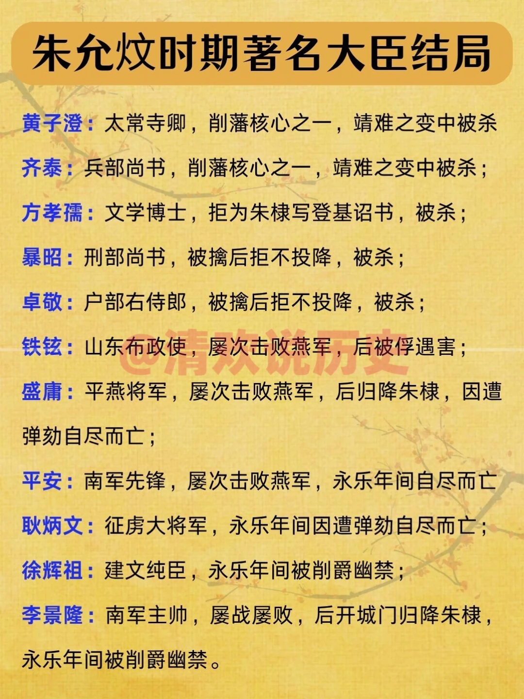 朱允炆麾下的主要大臣‼️结局如何？