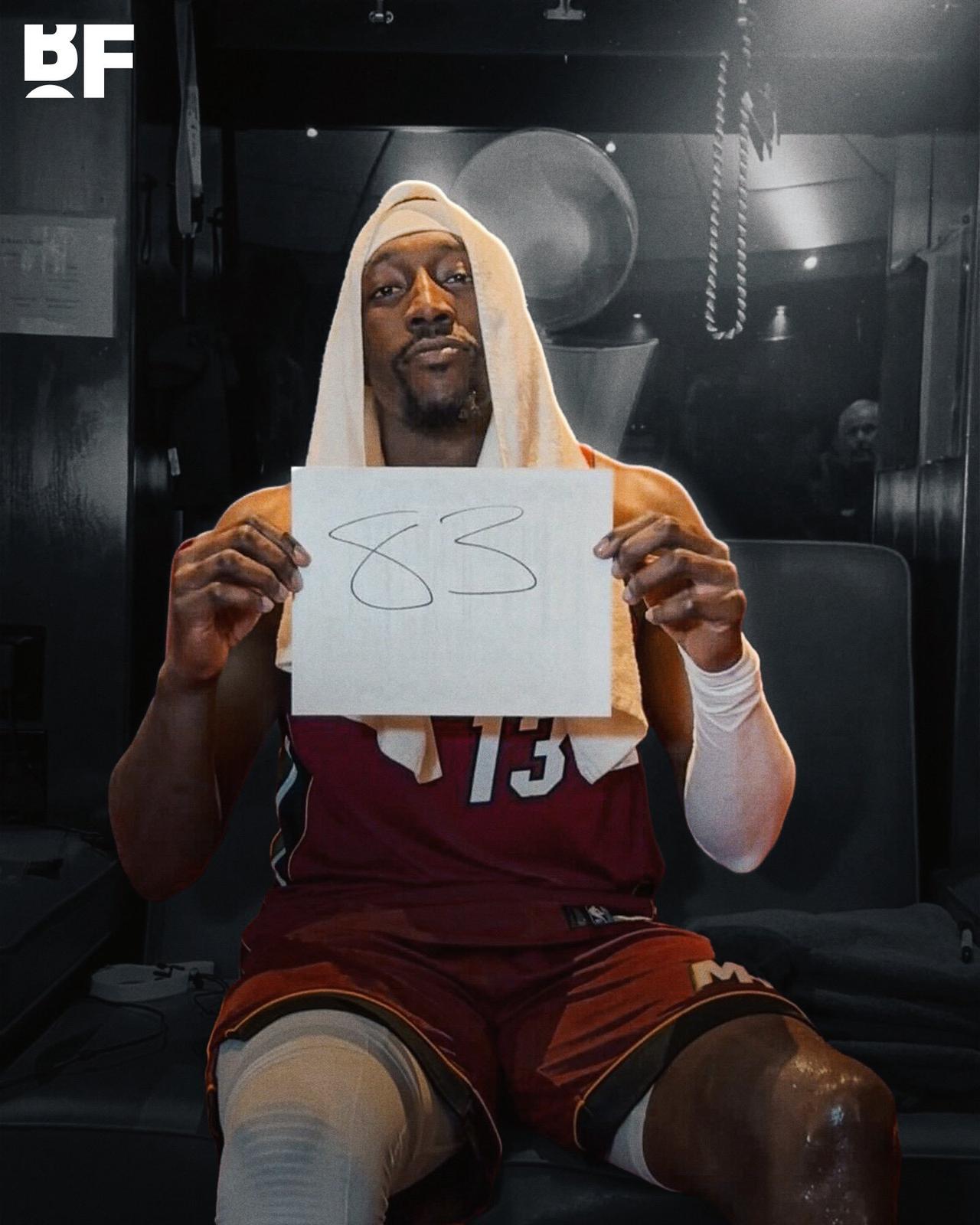 热火打一个联盟垫底，摆烂彻底的辣鸡奇才，阿德巴约全场43投20中，其中三分球22