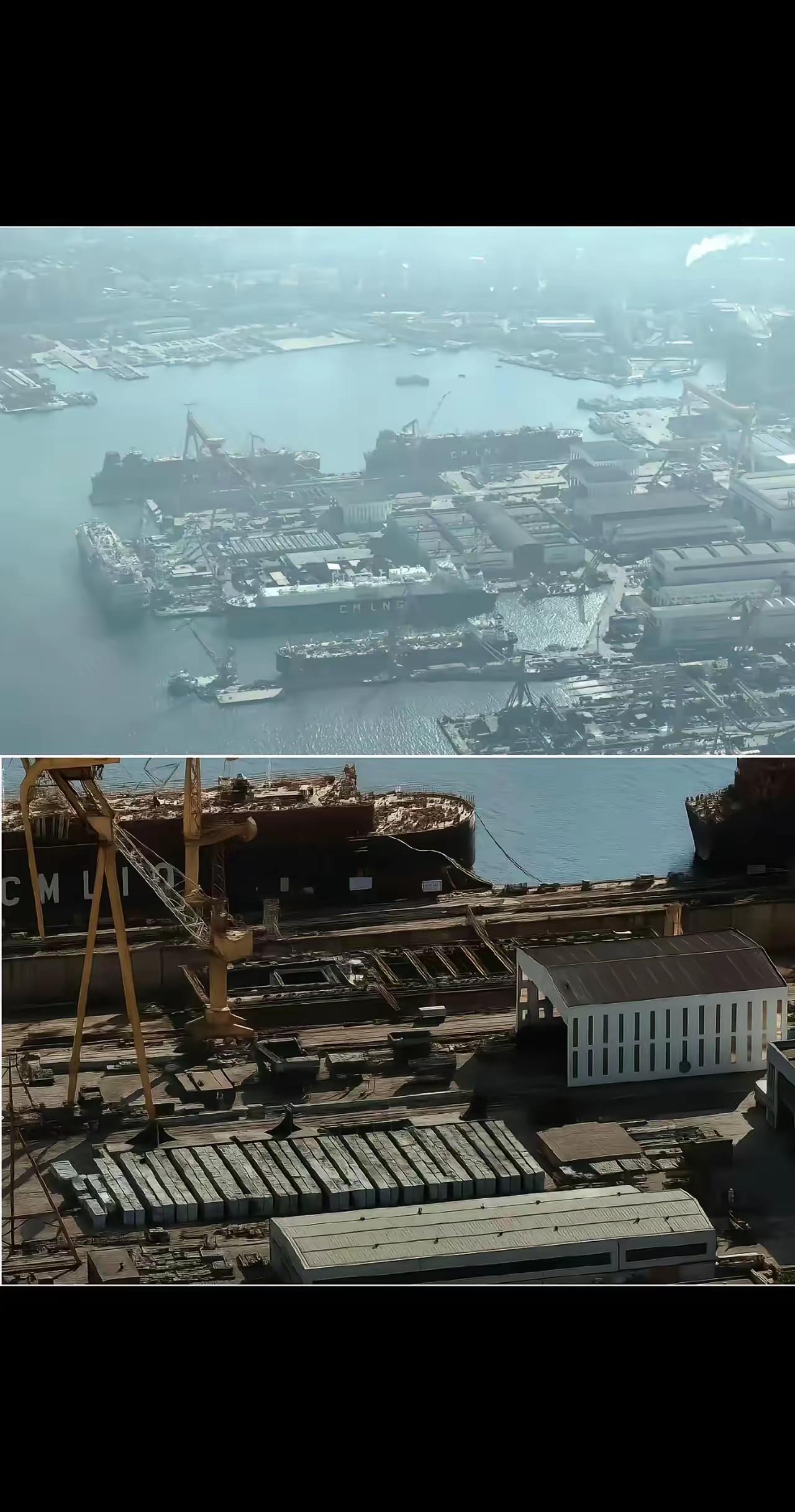 达利安造船厂最新航拍照，不算泄密，毕竟国外商业卫星拍得都比这清楚。我们能看到的其