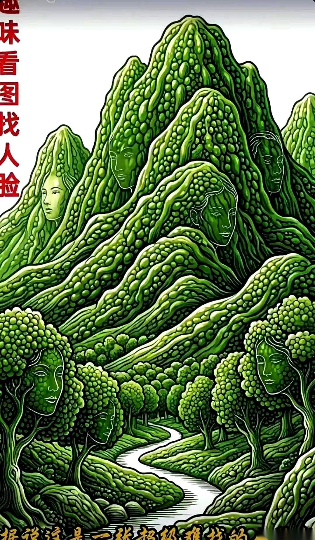 刷到一张图。据说一分钟内找不到里面的9张人脸，就说明你老了。被划为“中年大叔