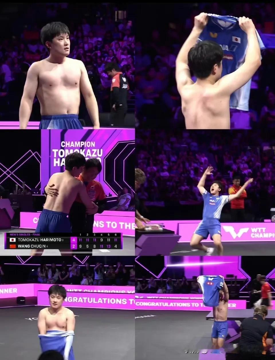 张本智和东施效颦只能被嘲笑，别人脱衣庆祝是为了展示壮硕的肌肉，以代表其身体素质和