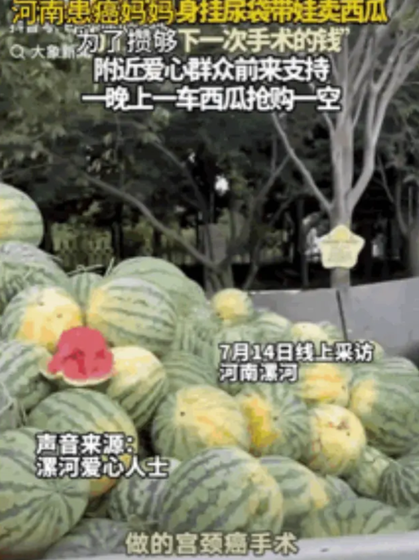 河南商丘的七月正午，地面温度窜到50度。西瓜摊的遮阳伞下，九岁的倩倩踮脚给客人称