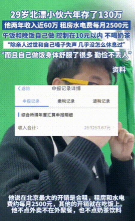 “活着还有啥意思！”29岁北漂小伙6年不休息，直接攒够了130万！两年收入近60