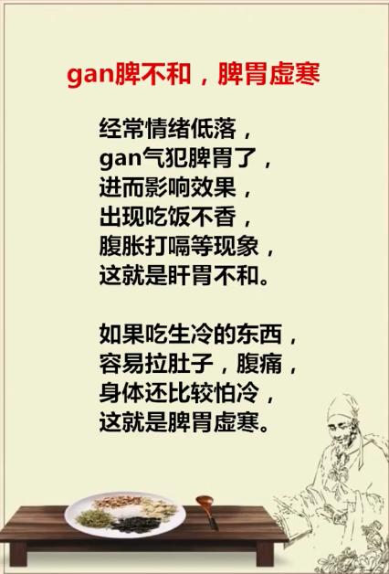 肝脾不和，脾胃虚寒的表现~