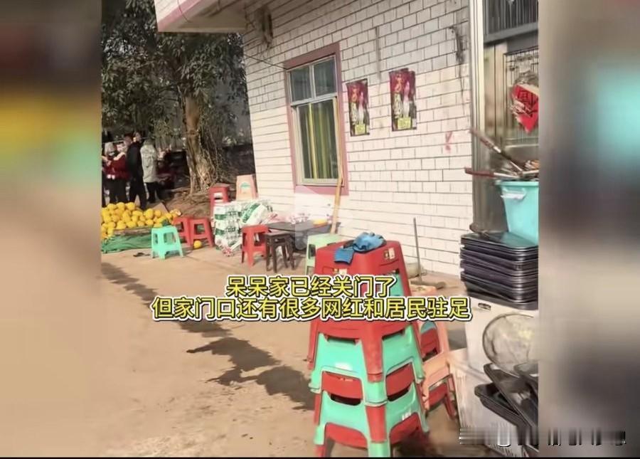 呆呆家已经闭门谢客了，但是还是有很多网红，还有网友聚集在她家门口，有人说呆呆，没