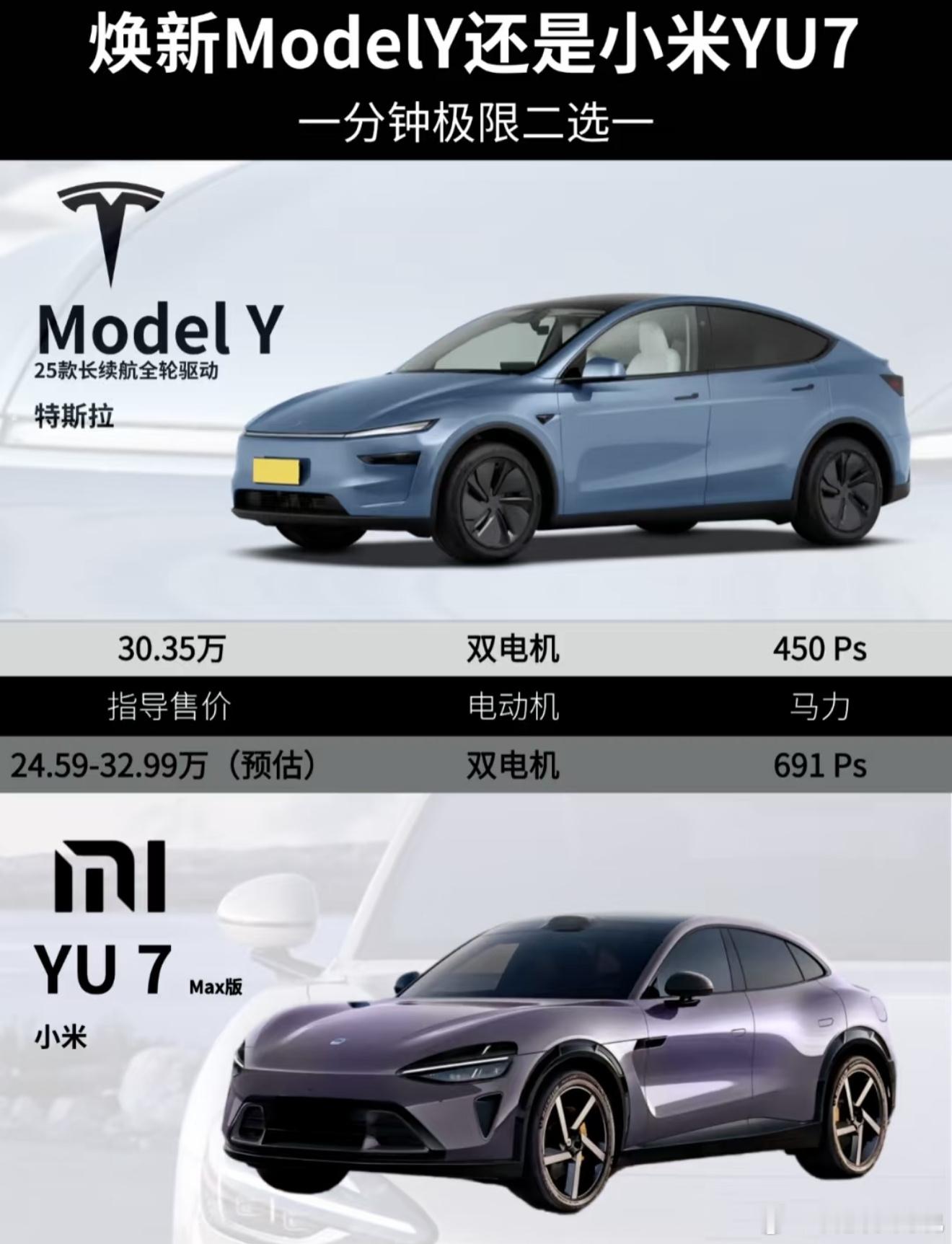 数码闲聊站小米YU7还是焕新ModelY？YU7会比新Y稍晚发布