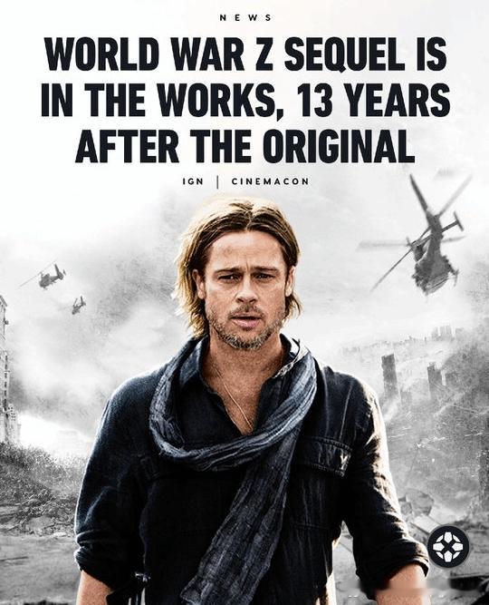 电影《僵尸世界大战2》官宣据报道，派拉蒙在CinemaCon2026上正式确认