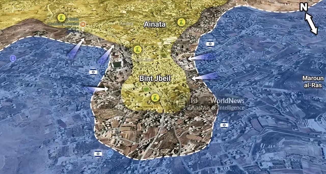 黎巴嫩南部的宾特朱拜勒虽然被以军三面包围，但是真主党仍然控制着宾特朱拜勒。这