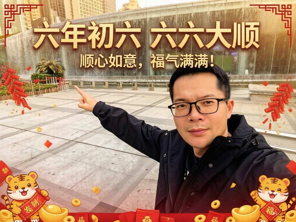 大年初六，六六大顺！心顺、气顺、事事顺，家顺、业顺、年年顺。祝大家：顺顺！初六送