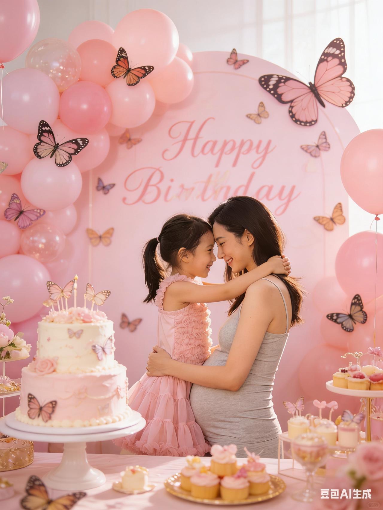 程晓玥挺8月孕肚为3岁女儿办生日会，女儿亲吻孕肚，丈夫罕见出镜4月6日，程