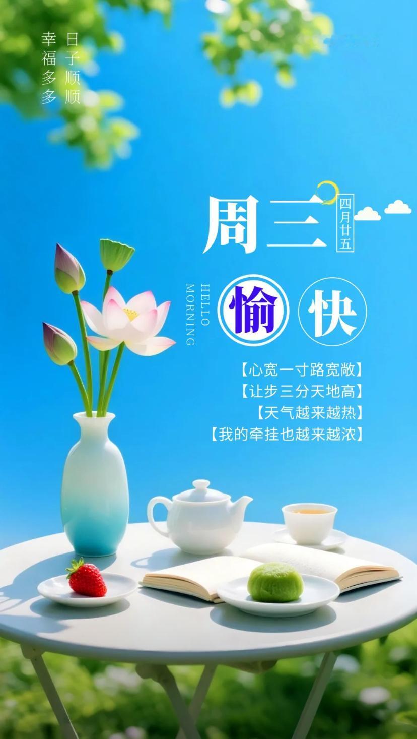 夏晨问安，晨语寄情皆顺遂，夏景携喜伴日常。2026./06.10.[