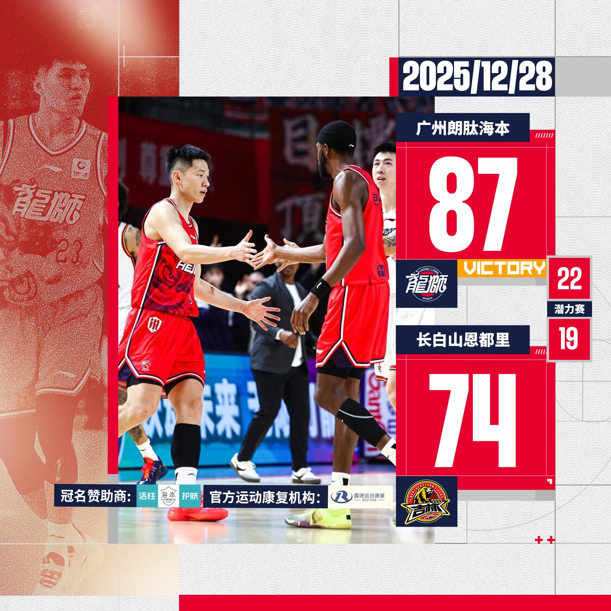 广州男篮发布赢球海报: 战胜吉林男篮, 赢得主场首胜