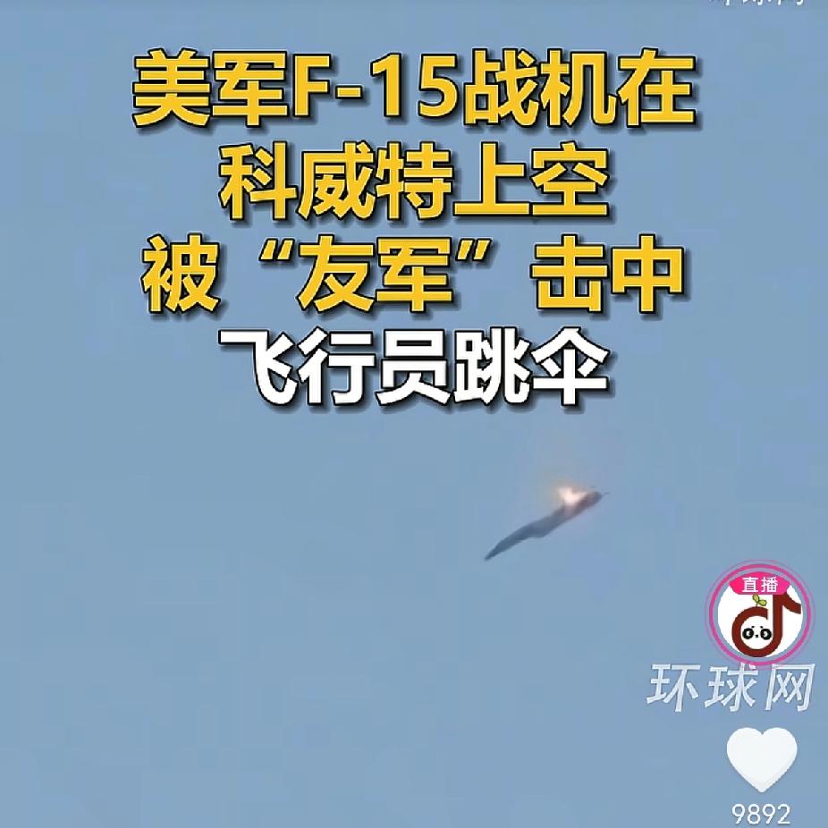 美军F-15战机，说是“自己人”给揍下来了！事情发生在科威特上空。就在当地