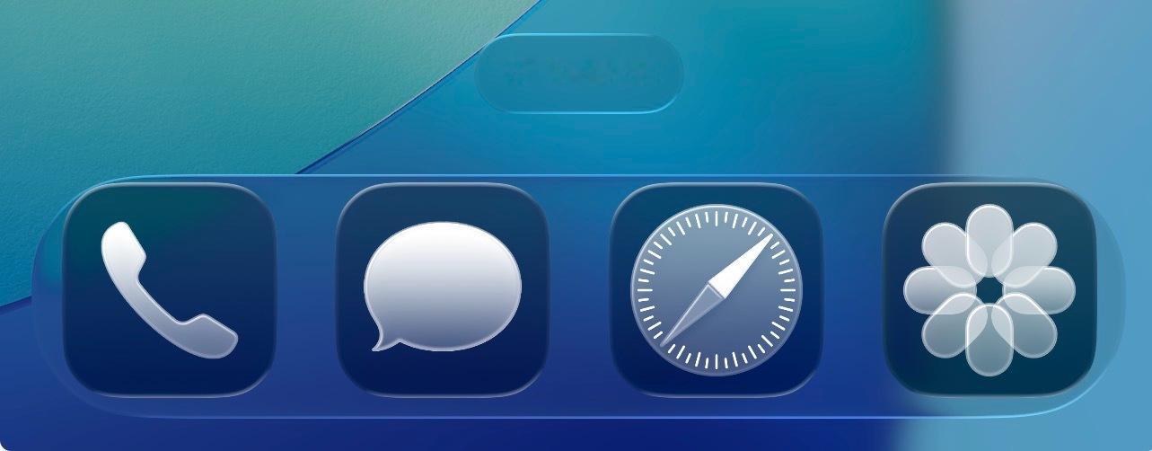iOS26Beta2的Dock内边距太窄，图标也太大了。​​​