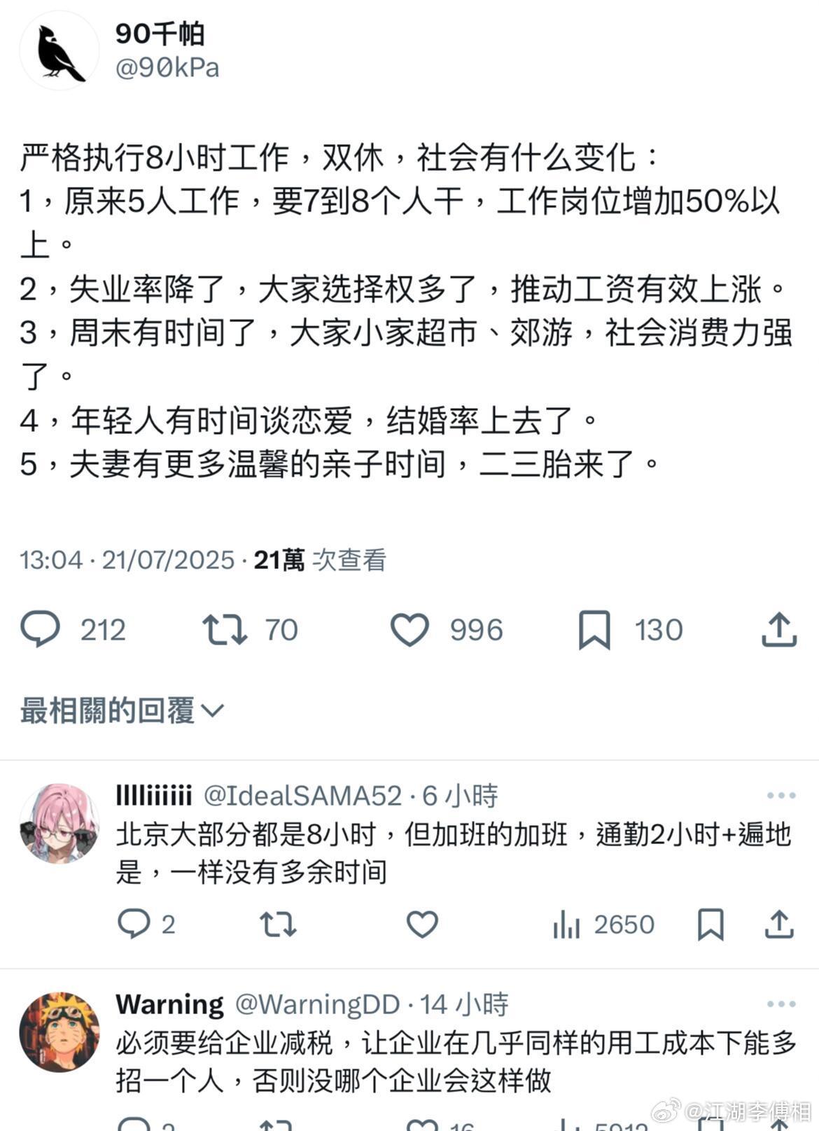 严格执行8小时工作、双休，社会有什么变化？双休​