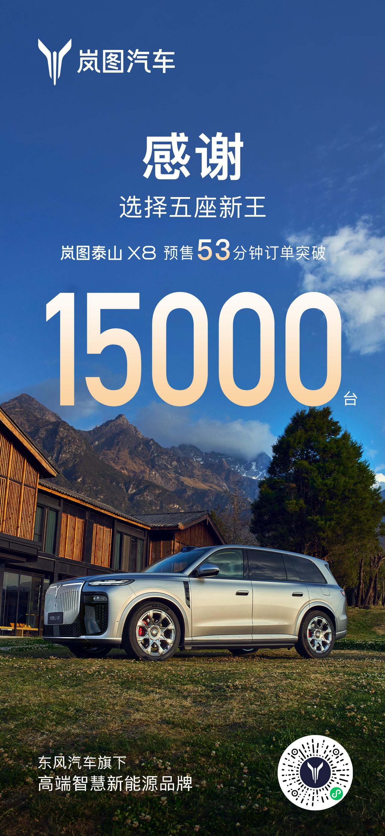 岚图其实很少搞这种战报。要搞，说不定是真的卖的挺好的。岚图泰山x8五座新王30.