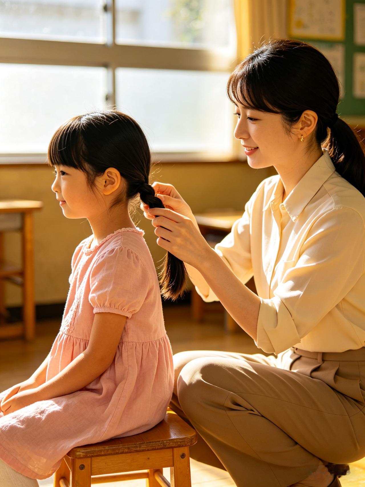 一根马尾辫，让我看到了最好的教育昨天女儿出差，小外孙女和她爸爸在家。早上扎马