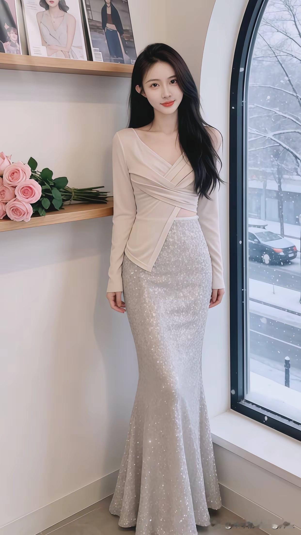 美女在服装店试长裙，大家说哪套最好看？服装店试衣服