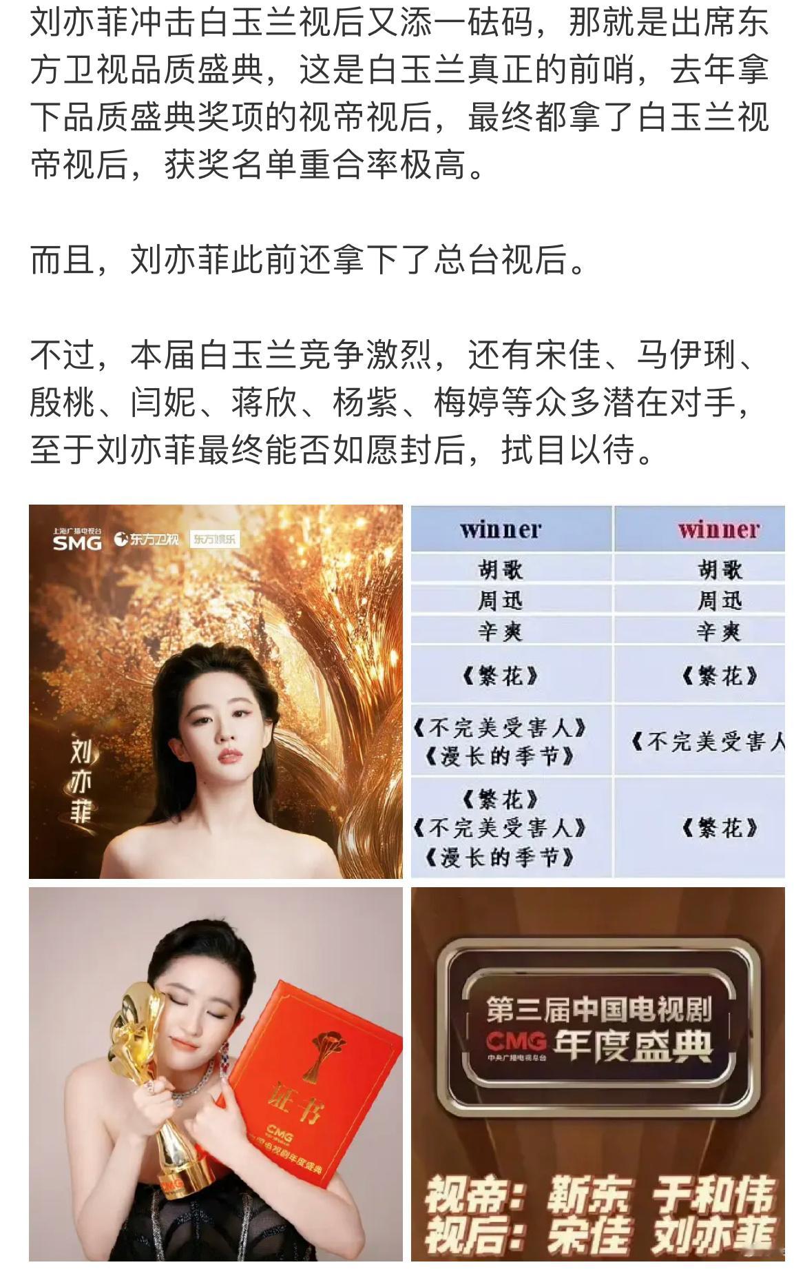 我觉得肯定拿不下白玉兰视后😂​​​