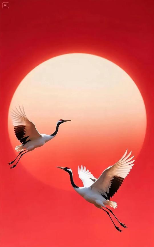 仙鹤舞长空，日暮归故乡。