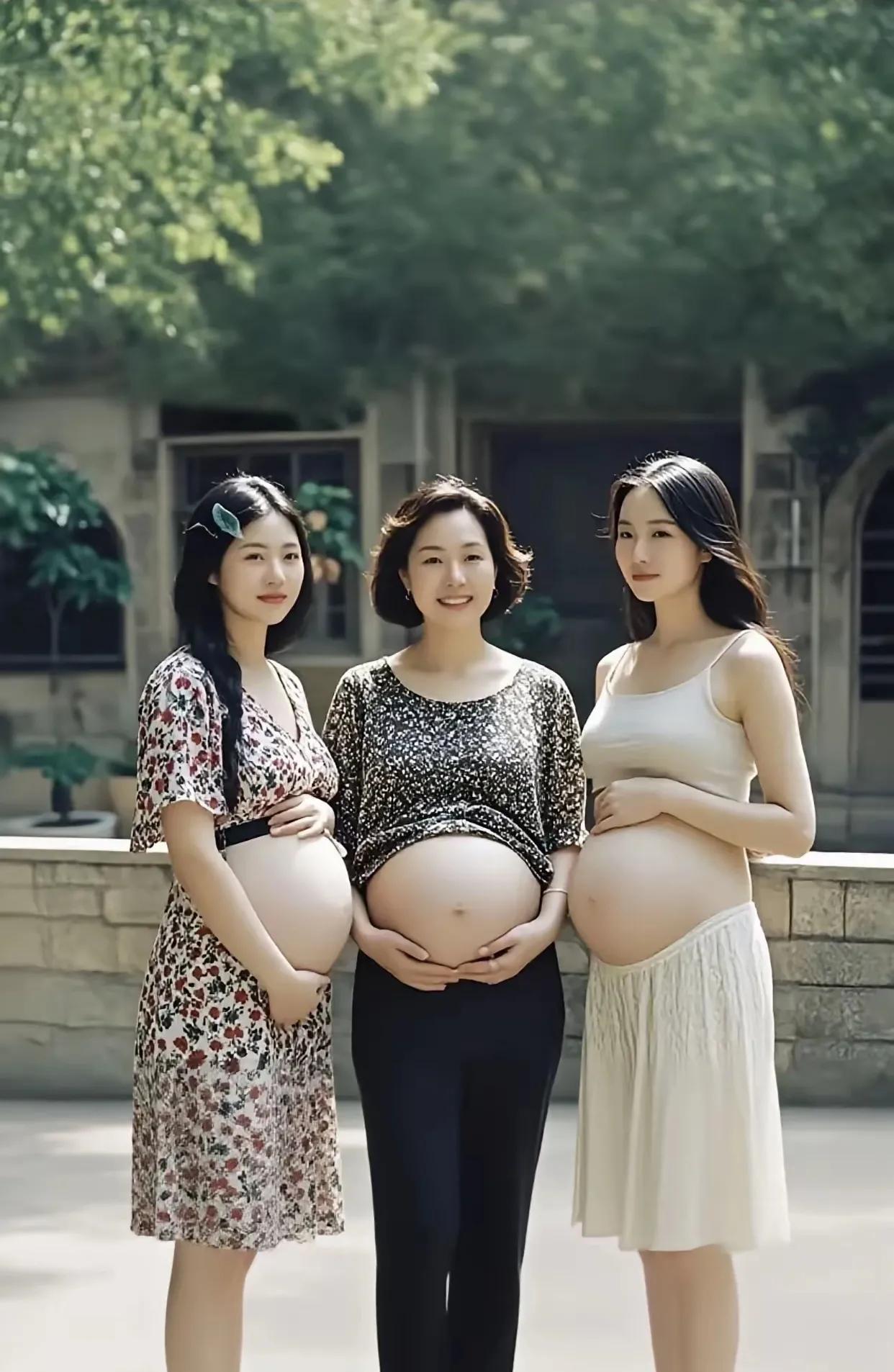 看！她们仨都怀孕了。其中一个是大龄…