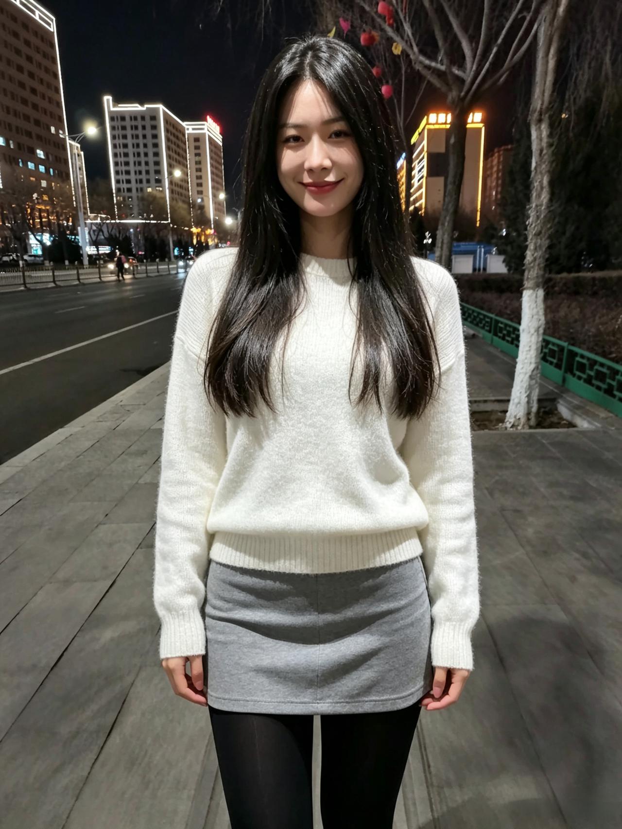 夜色是温柔的幕布将她轻轻包裹白衫是暗夜里升起的雪融化在灯火的温热里～