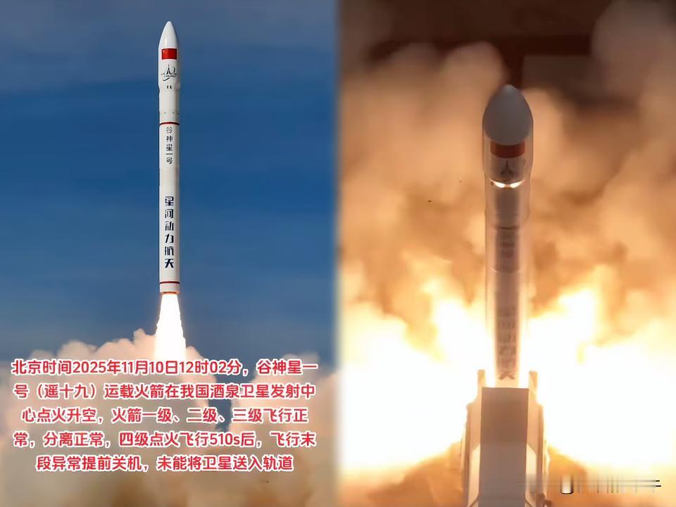 太可惜了，关键时刻出了问题，11月10日，中国谷神星一号运载火箭在酒泉发射