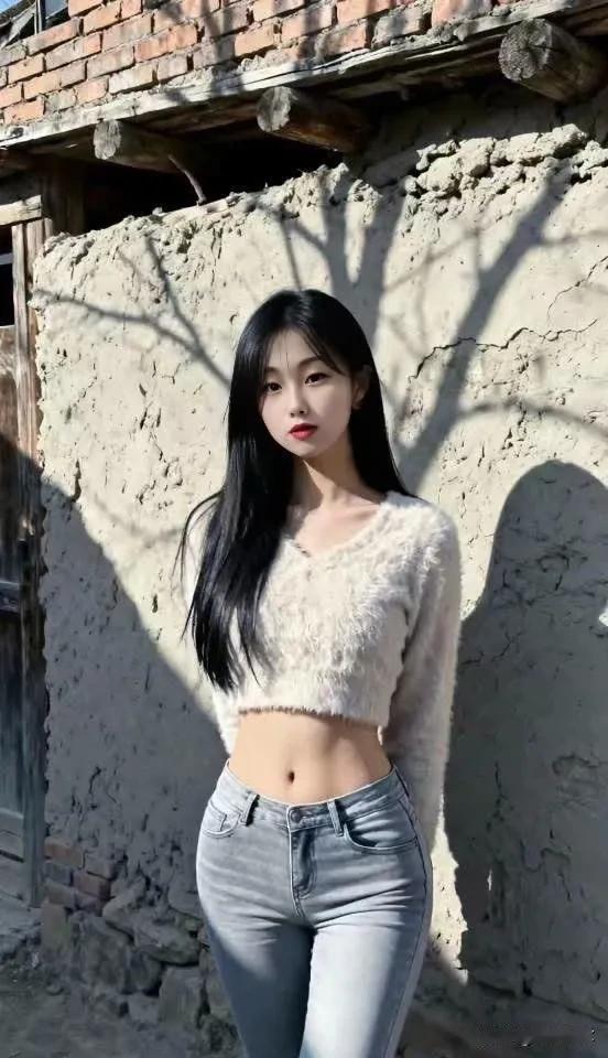 毛绒毛衣+牛仔裤，怀旧又时尚