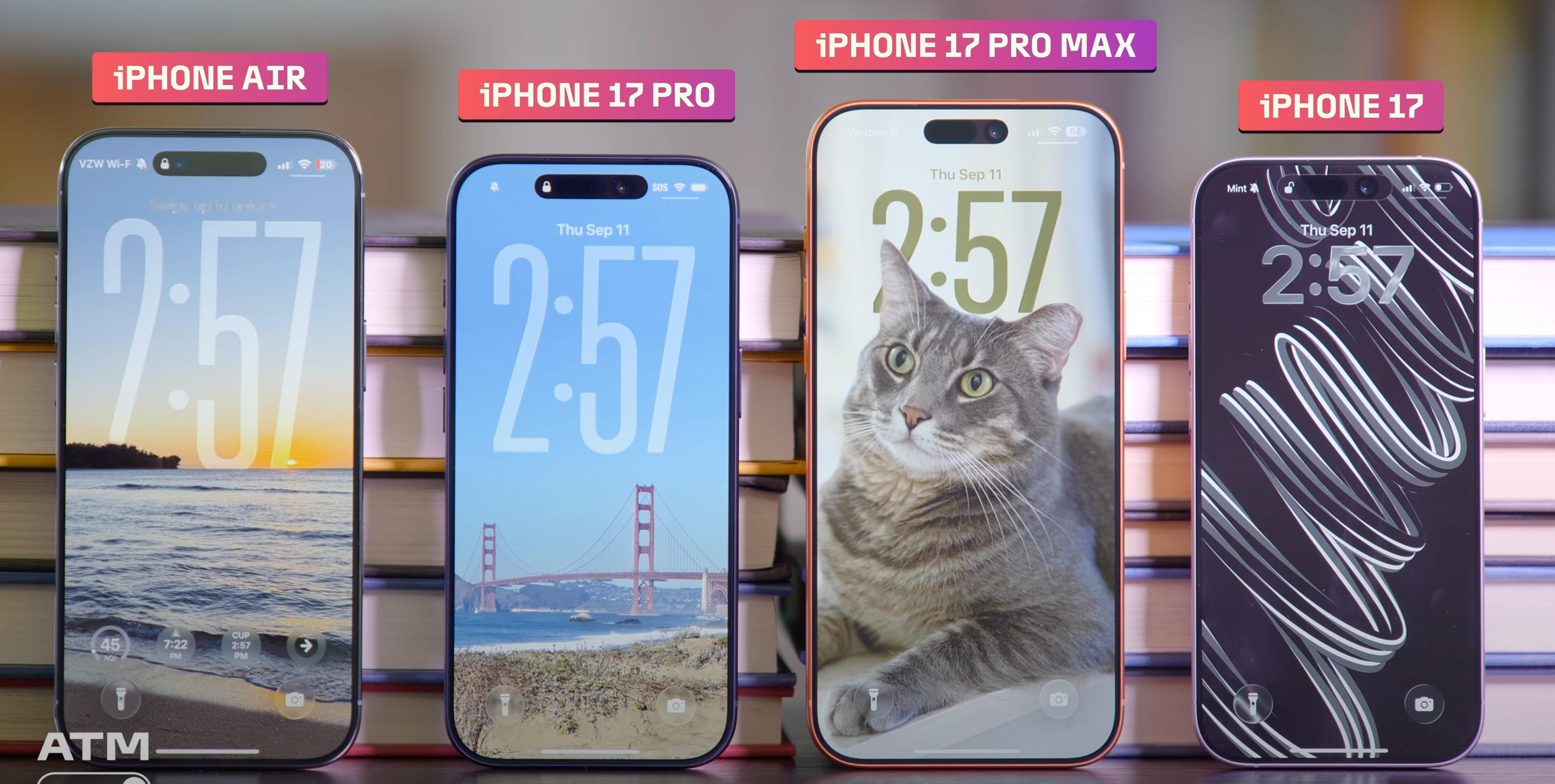 iPhone17评测已解禁，首先来看看这四台手机并排，边框最窄的还是max​