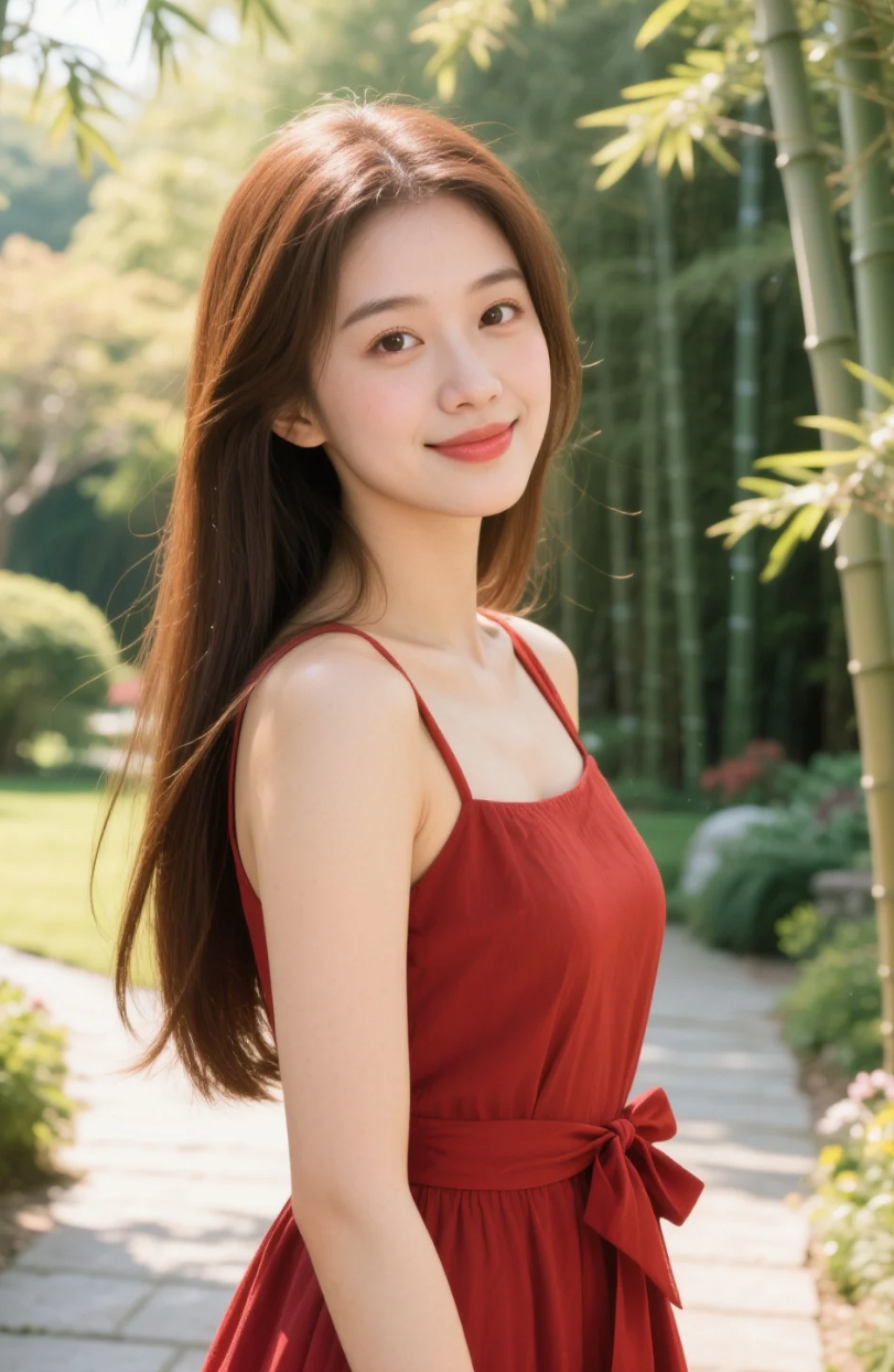 阳光穿过竹叶，落在她裙摆上的那一刻，心动了