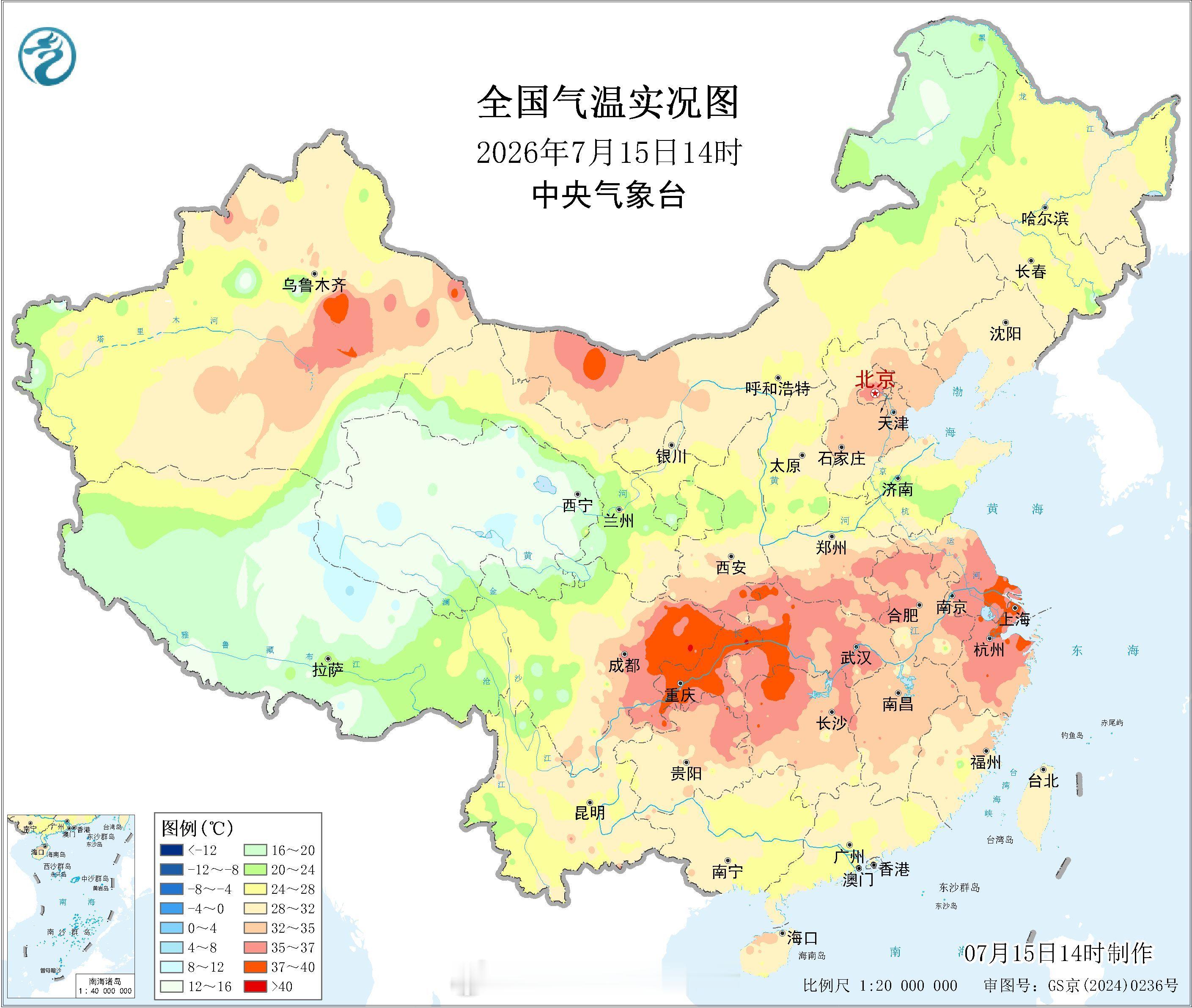气象观察团在副热带高压的主导下，南北两侧多降雨，中间地区全是高温闷热，是极品桑