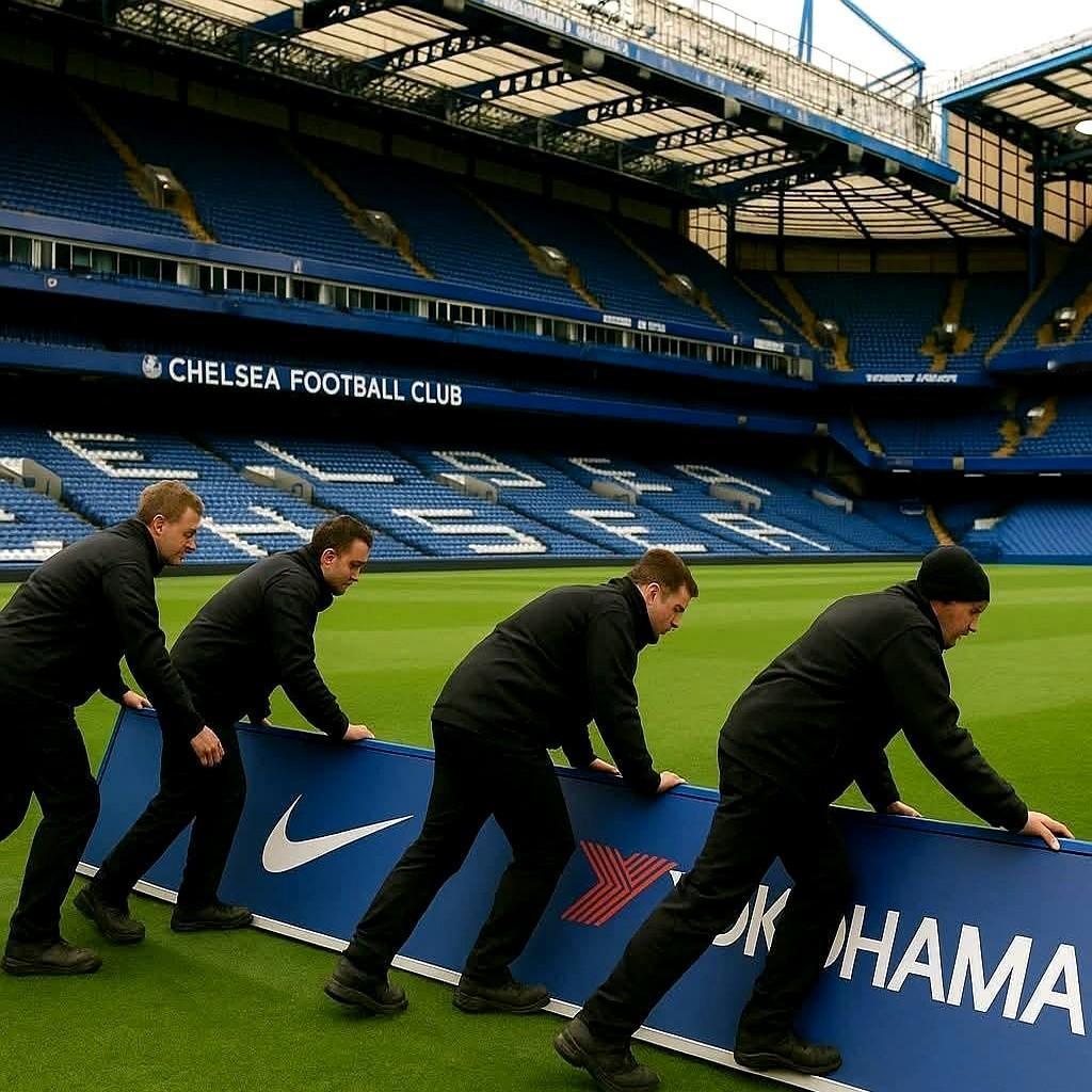 切尔西这波操作绝了！为防阿森纳本周末的远距离界外球战术，直接把斯坦福桥的广告牌往