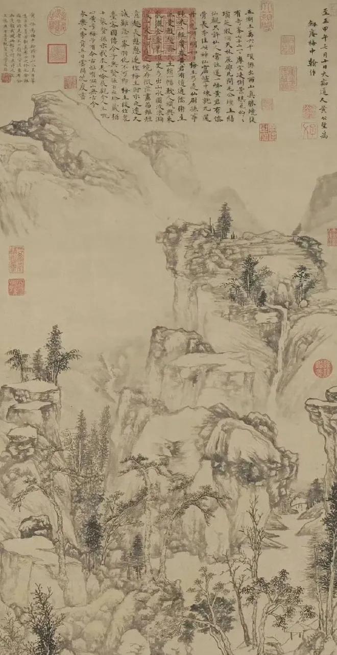 【元黄公望《洞庭奇峰图》：大痴道人笔下的山水魂魄】台北故宫博物院的展柜里