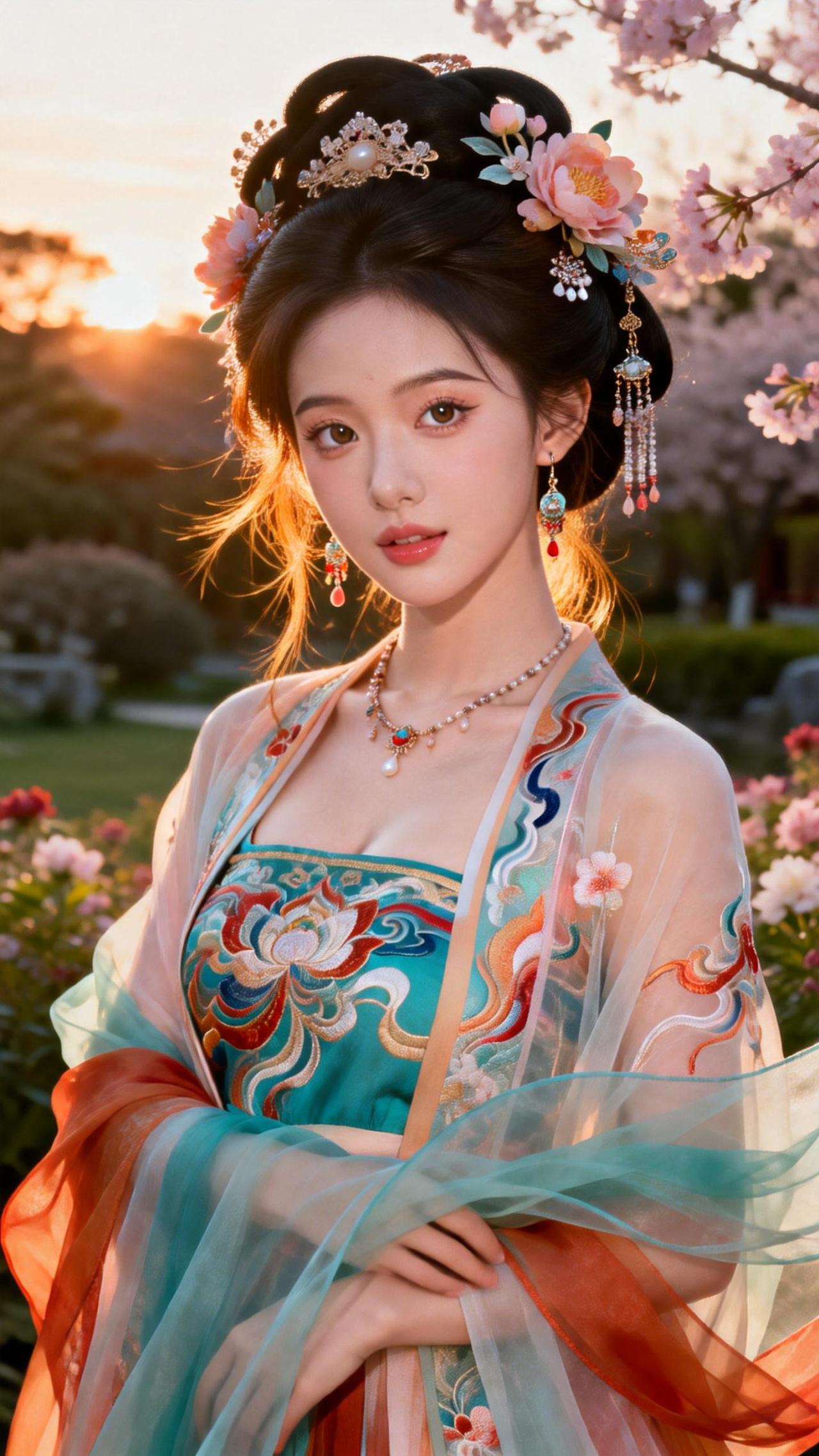 花间美人笑，春光满面娇。