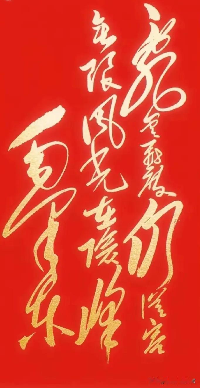 你看这字，红底金字是不是特别打眼？毛体笔锋真有味道，刚劲里带着洒脱，像寒梅傲雪，
