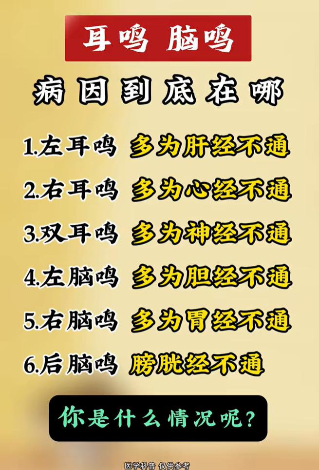 中医科普：耳鸣脑鸣，根据位置辨别经络问题
