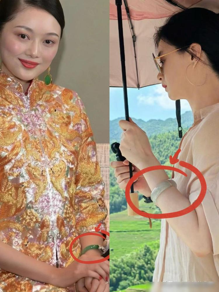 蒋欣的“百万”手镯，断了！大网红结婚的满绿手镯，也断了！看到镶金的手镯，不要以为