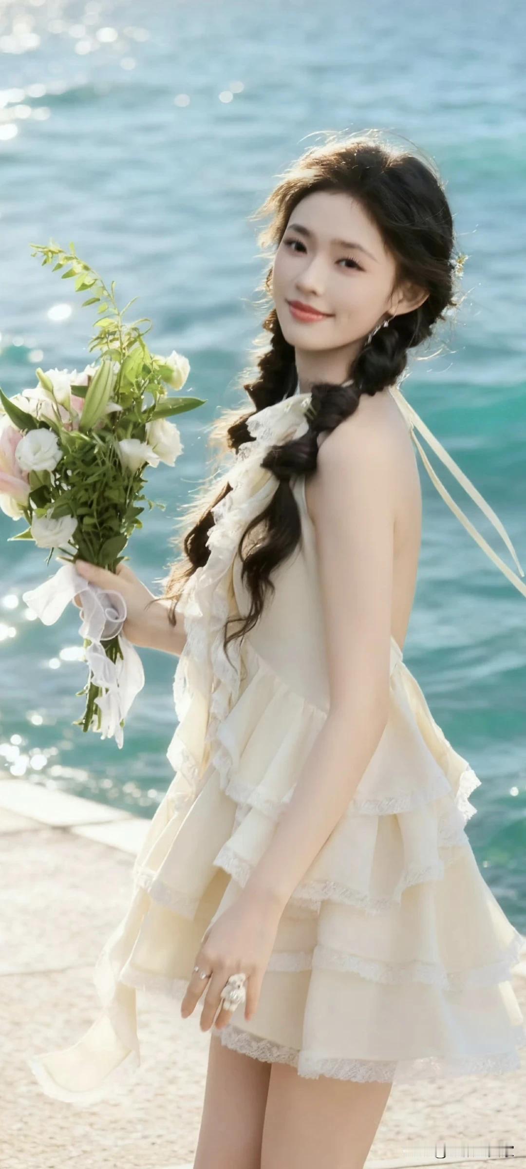 林允壁纸～捧花而笑的瞬间，连空气都变得温柔起来！