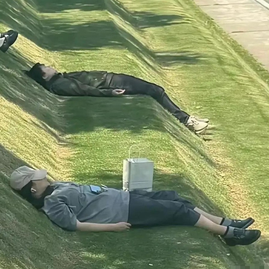 这个草坪的设计师真是天才，打个盹儿不误事