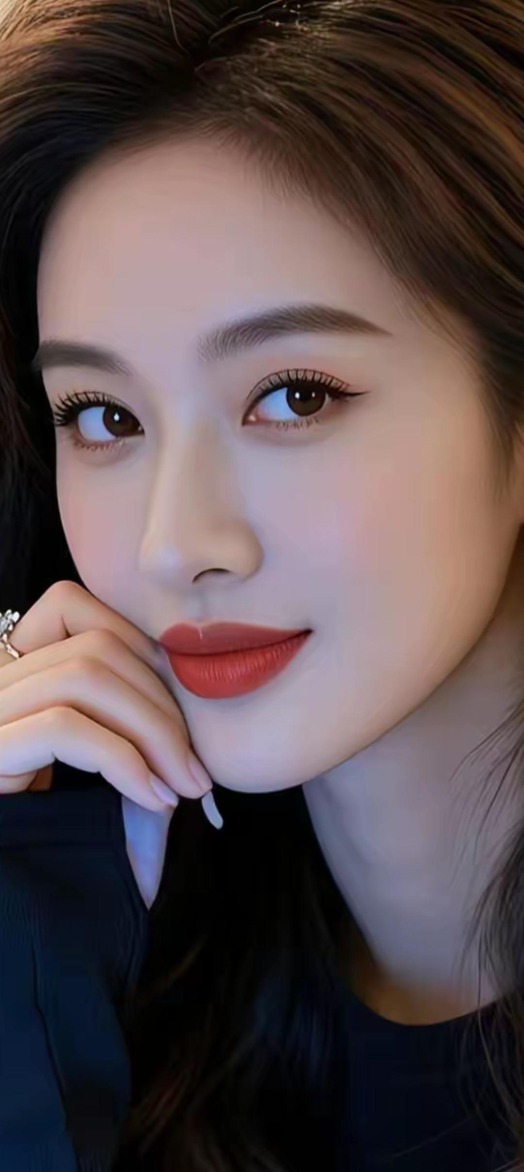 温柔眼波流转，红唇轻启，优雅气质扑面而来。