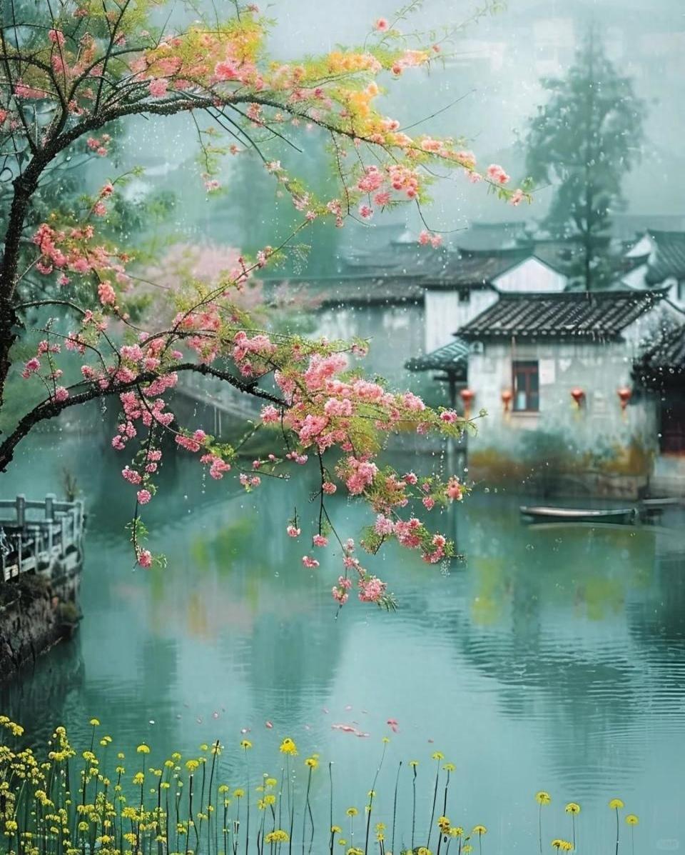 上联：人间花满，半城烟雨到江南；下联：？？（邀友赐对）