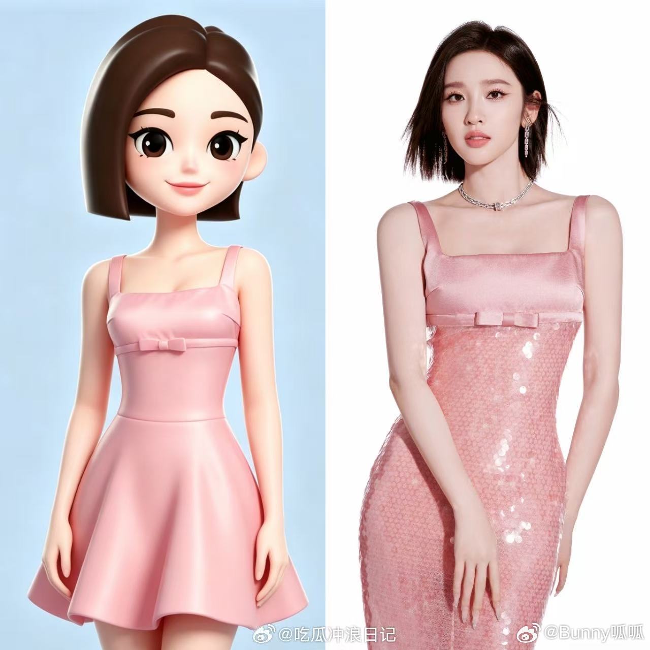 唐艺昕浪姐和豆包撞发型了唐艺昕好像豆包看浪姐直播一直在感慨，唐艺昕跟豆包也太像