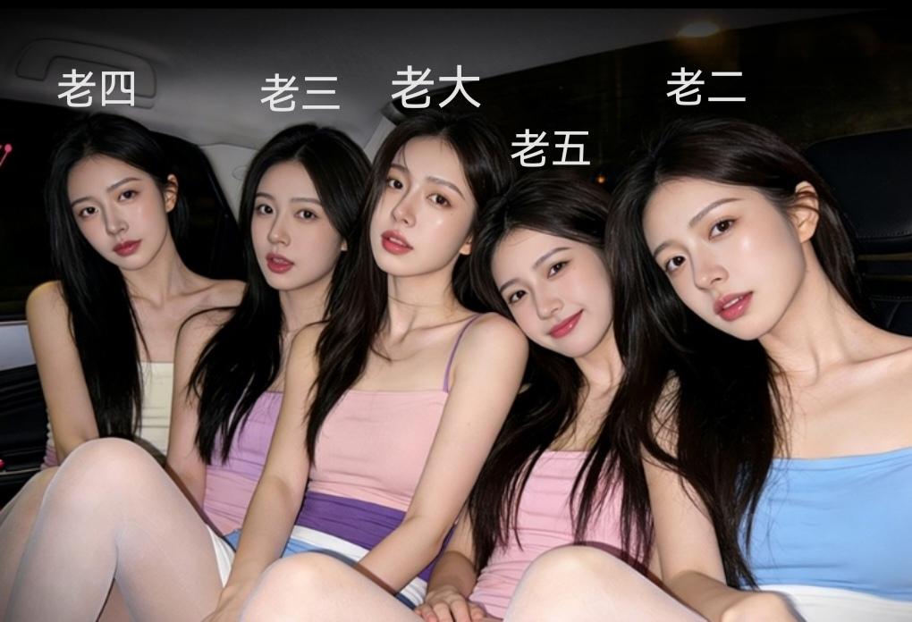 老大温婉可人老二温柔漂亮老三美丽大方老四温柔善良老五活泼可爱